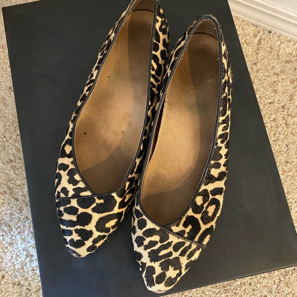 Leopard print mohair flats